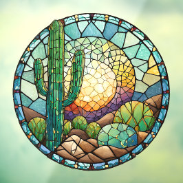 Vinilos Para Cristales Suncatcher Sunset Desert Cactus de vidrio templado