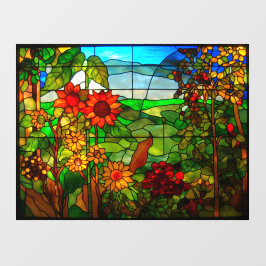 Vinilos Para Cristales Sunflower In The Garden Faux StainGlass