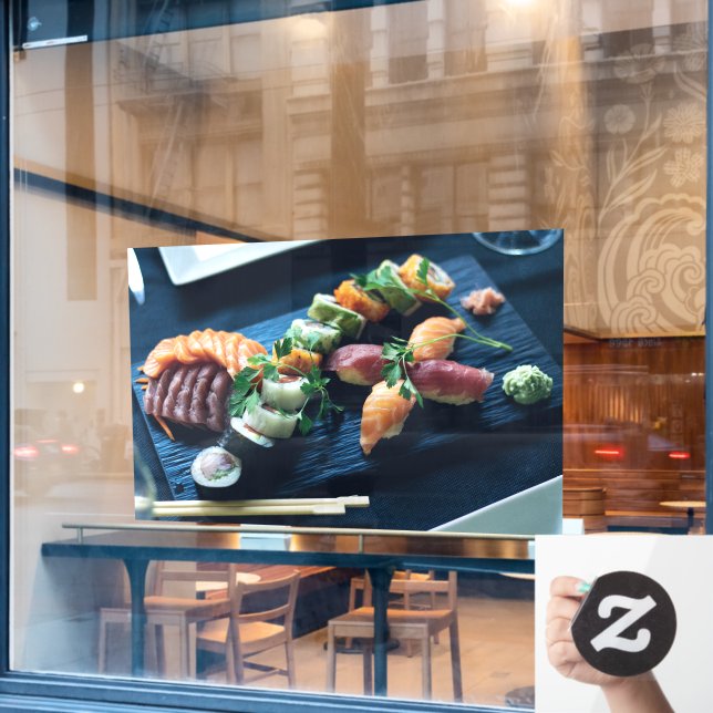 Vinilos Para Cristales Sushi Salmon Cocina japonesa (Ventana de cafetería)