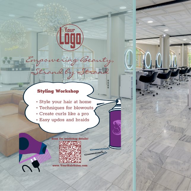 Vinilos Para Cristales Taller de Belleza Empoderante (Empowering Beauty Workshop Window Cling)