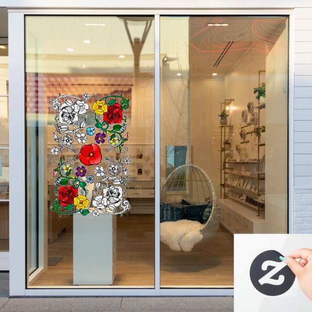 Vinilos Para Cristales Tapis de fleurs au coquelicot (Ventana de la tienda)