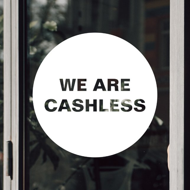 Vinilos Para Cristales Tarjeta de crédito sólo Cashless Business Round Wh (Credit Card Only Cashless Business Round White Window Cling
)