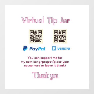 Vinilos Para Cristales tarro de propinas virtual código q r donación de d