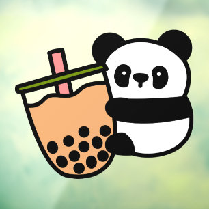 Vinilos Para Cristales Té de burbuja y oso panda