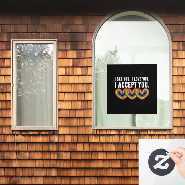 Vinilos Para Cristales Te Veo Que Te Amo, Te Acepto, LGBTQ Arcoiris (Ventana de inicio)