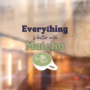 Vinilos Para Cristales Té verde boba Matcha, atadura de ventana matcha