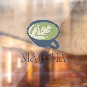 Vinilos Para Cristales Té verde boba Matcha, atadura de ventana matcha