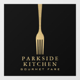 Vinilos Para Cristales Tenedor dorado falso moderno logotipo de restauran