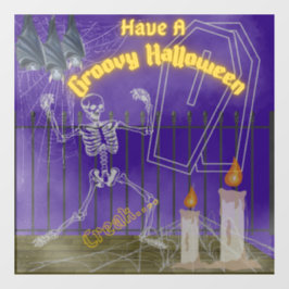 Vinilos Para Cristales Tener un Groovy Halloween Skeleton Window Cling