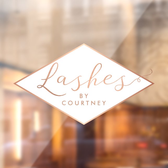 Vinilos Para Cristales Texto de Guión Pestañas Rosa Dorado/Blanco (Hoja 2)