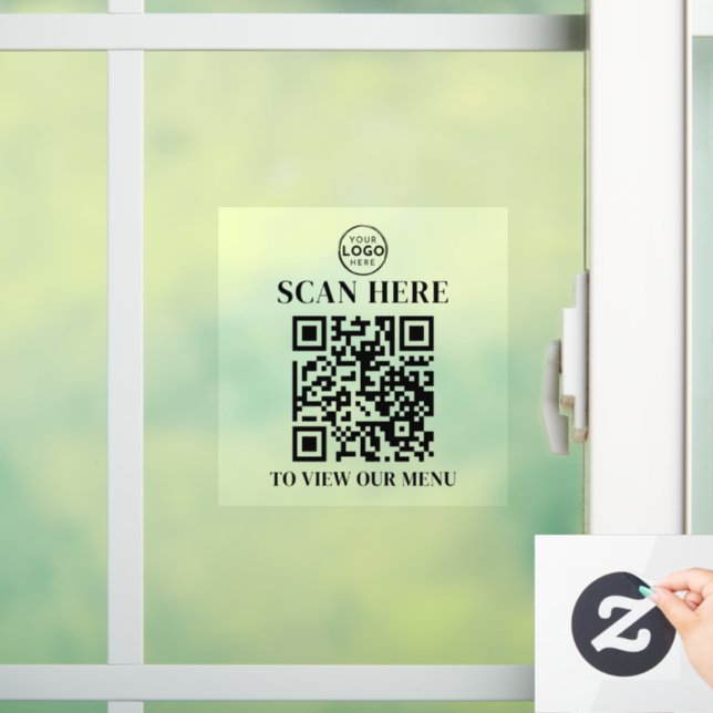 Vinilos Para Cristales Texto de Menú con Código QR Logo Personalizado (Hogar)