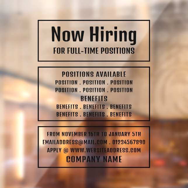 Vinilos Para Cristales Texto en caja, anuncio de contratación de empleo v (Hoja 2)