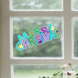 Vinilos Para Cristales Texto Navideño Festivo Letras Coloridas