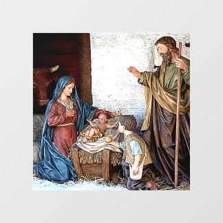 VINILOS PARA CRISTALES THE NATIVITY: MARY, JOSEPH, JESUS AND SHEPHERD BOY