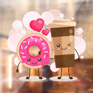 Vinilos Para Cristales Tienda de Donas Encantadora Donas de Amor Verdader