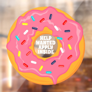 Vinilos Para Cristales Tienda de Donas Se Busca Ayuda Aplicar Dentro Aguj