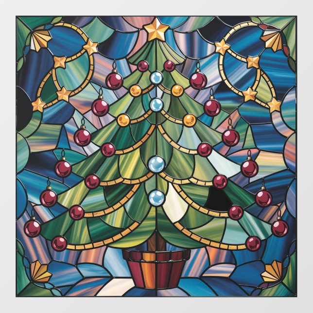 Vinilos Para Cristales Tiffany-Style Stained Glass Christmas Tree (Hoja)