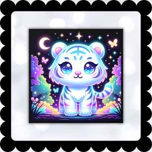 Vinilos Para Cristales Tigre blanco holográfico para niños pequeños  