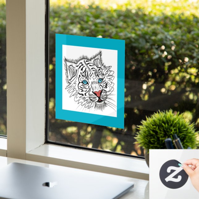 Vinilos Para Cristales Tigre de bebé de ojos azules (Oficina)