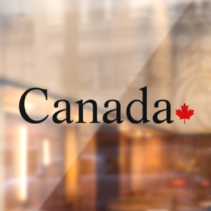 Vinilos Para Cristales Tipografía de Canadá con hojas de arce rojas minim
