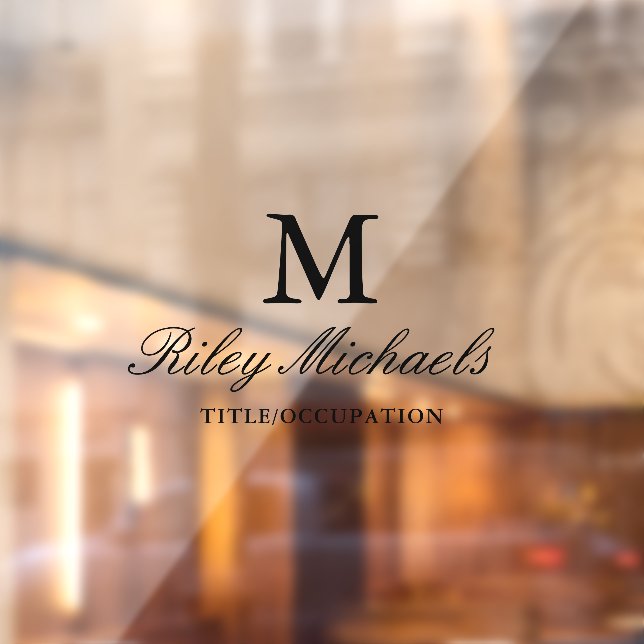 Vinilos Para Cristales Título de Monograma simple y elegante negro (Hoja 2)