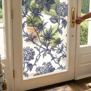Vinilos Para Cristales Toile Botánico   Hortensia y Holco Marino