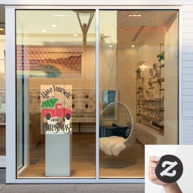 Vinilos Para Cristales Tómate Un Camión De Árbol De Navidad. (Ventana de la tienda)