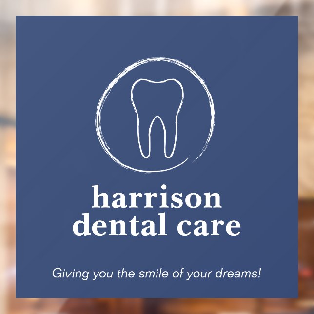 Vinilos Para Cristales Tooth Sketch Logo Dentista azul (Hoja 2)