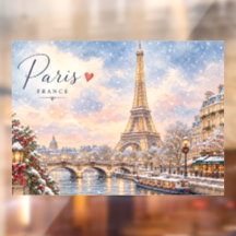 Torre Eiffel Invierno Navidad Río Sena en nieve
