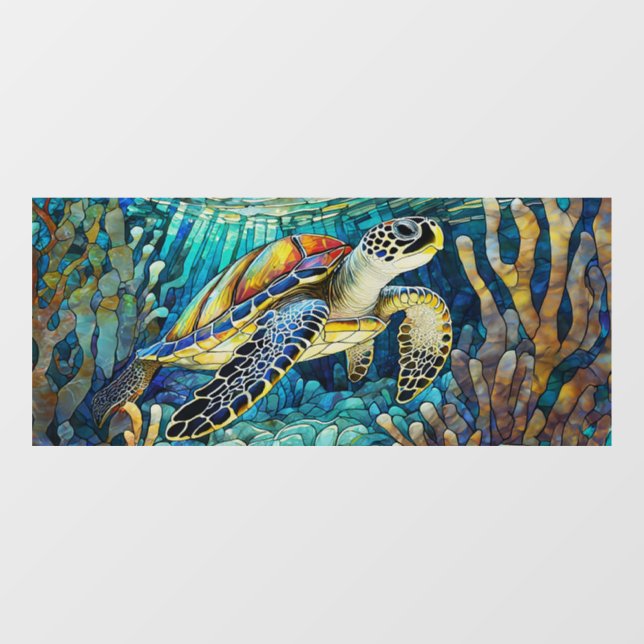 Vinilos Para Cristales Tortuga marina tropical personalizado (Hoja)