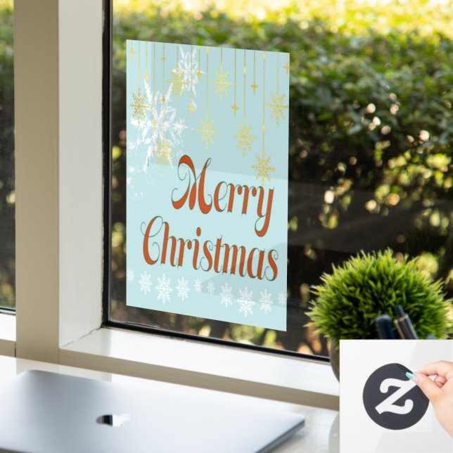 Vinilos Para Cristales Trendy Merry Navidad azul pastel (Oficina)