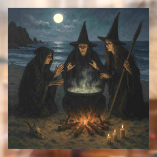 Vinilos Para Cristales Tres brujas producen Cauldron Full Moon Beach