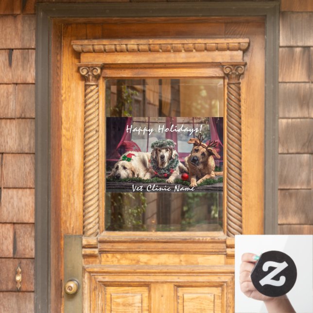 Vinilos Para Cristales Tres buenos perros Navidades veterinarios (Puerta de casa)