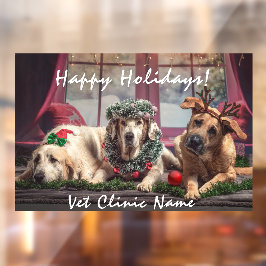 Vinilos Para Cristales Tres buenos perros Navidades veterinarios Ventana 