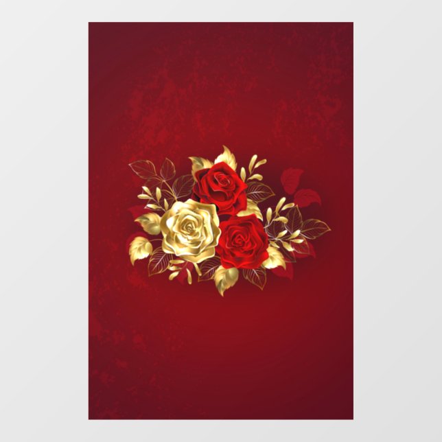Vinilos Para Cristales Tres Rosas Joyas (Hoja)