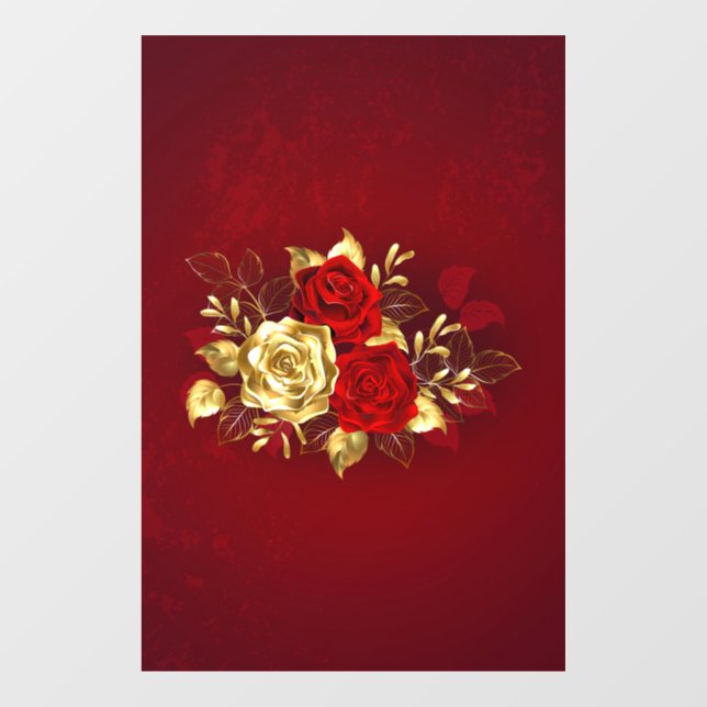 Vinilos Para Cristales Tres Rosas Joyas (Hoja)