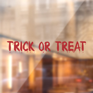 Vinilos Para Cristales Trick o Trek rojo goteo de sangre texto Halloween
