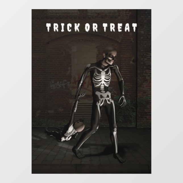 Vinilos Para Cristales Trick or Treat. Man dressed as skeleton (Hoja)