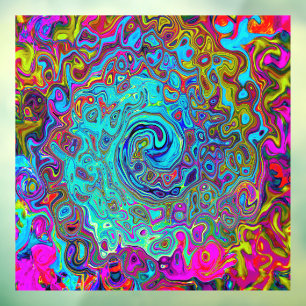 Vinilos Para Cristales Trippy Sky Blue Abstract Retro Liquid Swirl
