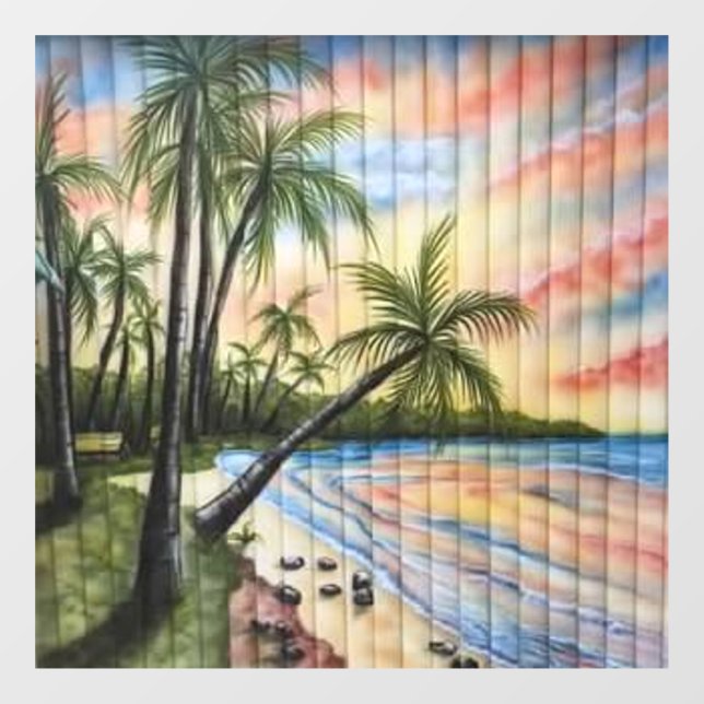 VINILOS PARA CRISTALES TROPICAL PALM TREES BEACH BLINDS (Hoja)