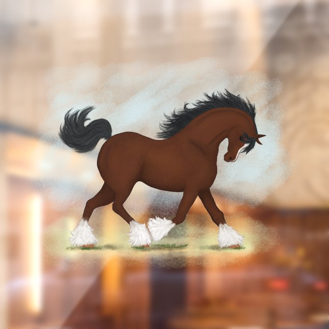 Vinilos Para Cristales Trotting Bay Clydesdale Horse Equestrian Decal (Hoja 2)