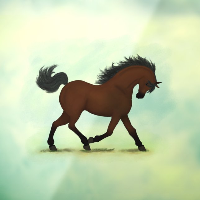 Vinilos Para Cristales Trotting Bay Horse Equestrian Pony Decal (Hoja 3)