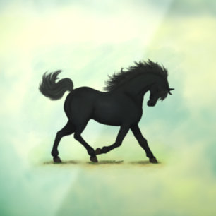Vinilos Para Cristales Trotting Black Horse o Pony Equestrian Decal