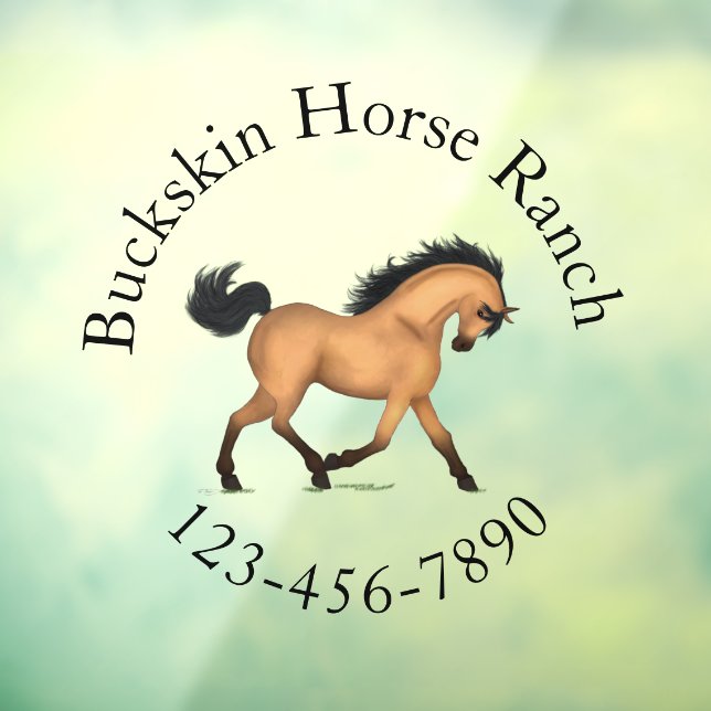 Vinilos Para Cristales Trotting Buckskin Horse Circular Textos Ecuestres (Hoja 3)