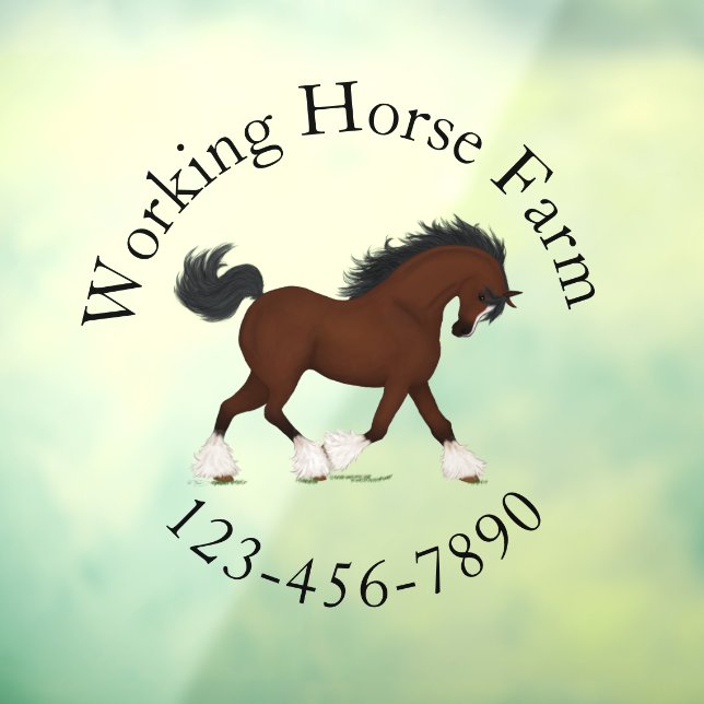 Vinilos Para Cristales Trotting Clydesdale Horse Circular Personalizado d (Hoja 3)