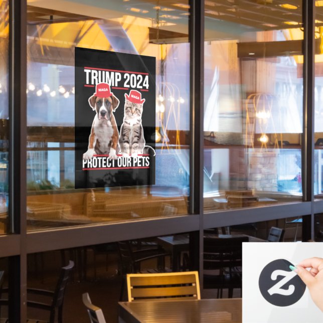 Vinilos Para Cristales Trump 2024 Proteja a nuestros Mascotas Gatos Perro (ventana del restaurante)