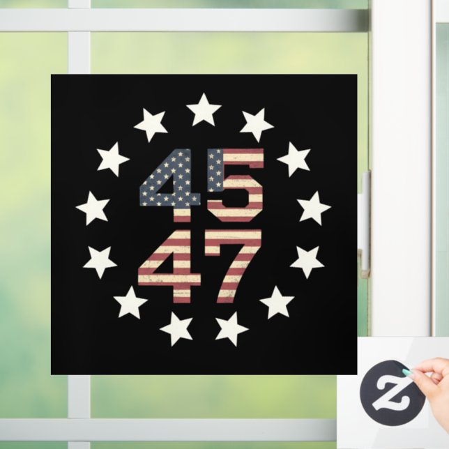 Vinilos Para Cristales Trump 45 47 estrellas bandera estadounidense vinta (Hogar)