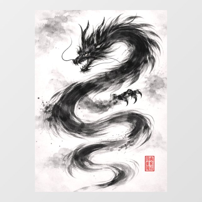 Vinilos Para Cristales Tusche-Drache – Schatten des Windes (Hoja)