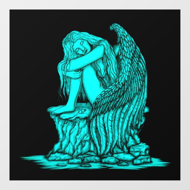 Vinilos Para Cristales Un ángel dormido en la piedra (Hoja)