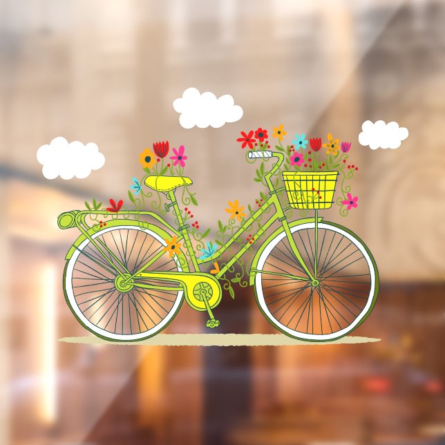 Vinilos Para Cristales Unas Nubes De Bicicletas Florales En Sky Shop (Hoja 2)